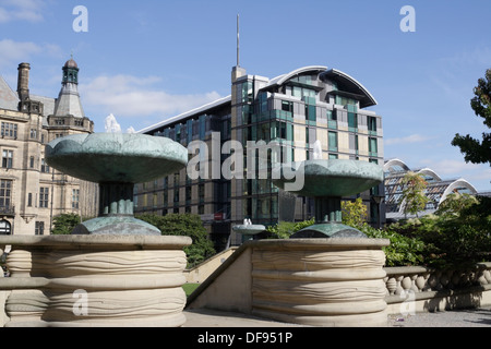 Sheffield Town Hall, Mercure Hotel, the Peace Gardens City centre England Stock Photo