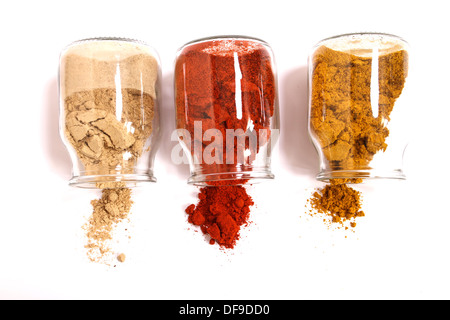 Variety of spices in a glass pot. Stock Photo