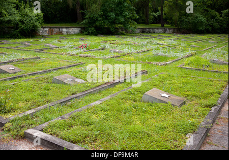 Russian War Cemetery graves in a row Stock Photo