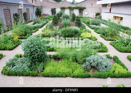 Garden in the grounds of Schengen Castle, Luxemburg, Europe. Stock Photo