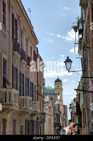 Via Sant' Efisio in Cagliari in Sardinia Stock Photo