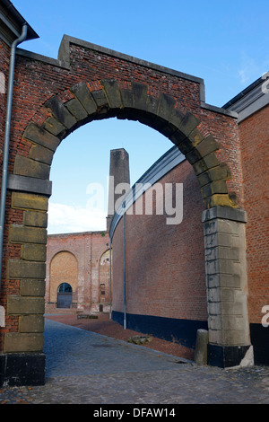 Gate at Le Grand-Hornu / Grand Hornu / MAC's, old industrial coal mining complex in Hornu, Borinage, Hainaut, Belgium Stock Photo