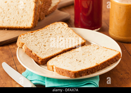 Homemade Chunky Peanut Butter Sandwich on Whole Wheat Bread Stock Photo