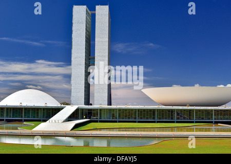 Brazil, Brasilia: National Congress building by Oscar Niemeyer Stock Photo