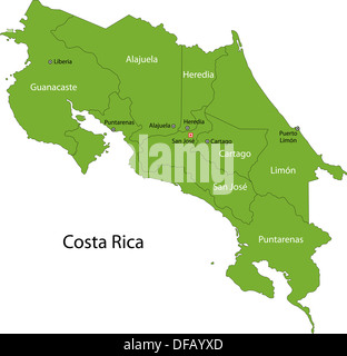 Costa Rica map Stock Photo