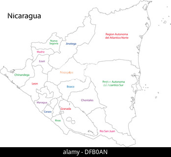 Outline Nicaragua map Stock Photo