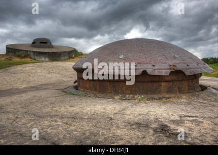 75mm cannon turret and observation cupola on Fort Douaumont Stock Photo