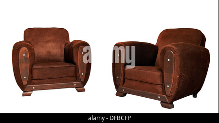 Two vintage chair isolated on white ( clipping path ) Stock Photo