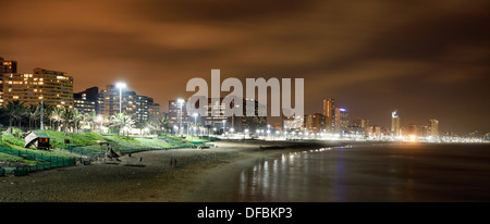 Ushaka Beach on Durban's Golden Mile photographed at night, 2011. © Rogan Ward 2011 Stock Photo