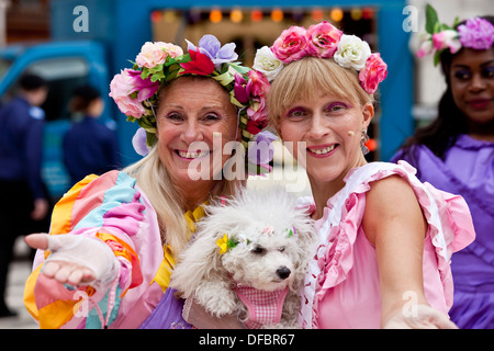 Maypole Dancers, The Pearly Kings and Queens Society Harvest Festival, London, England Stock Photo