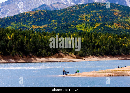 Autumn on the Crystal Creek Trail from Green Mountain Falls Colorado to Crystal Reservoir at the base of 14000 foot Pike's Peak. Stock Photo