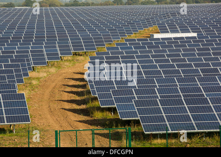 Wymeswold Solar Farm the largest solar farm in the UK at 34 MWp, on an old disused airfield, Leicestershire, UK. Stock Photo