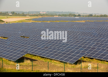 Wymeswold Solar Farm the largest solar farm in the UK at 34 MWp, on an old disused airfield, Leicestershire, UK. Stock Photo