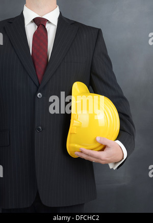 professional worker with safety helmet ready for work Stock Photo