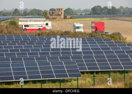Wymeswold Solar Farm the largest solar farm in the UK at 34 MWp, on an old disused airfield, Leicestershire, UK. Stock Photo