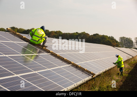Wymeswold Solar Farm the largest solar farm in the UK at 34 MWp, on an old disused airfield, Leicestershire, UK. Stock Photo