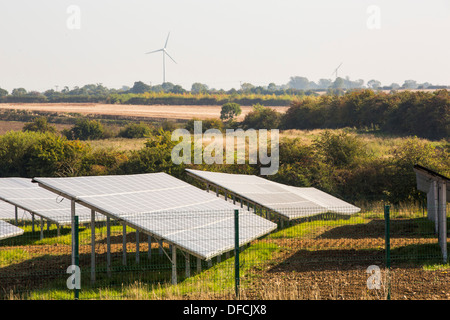 Wymeswold Solar Farm the largest solar farm in the UK at 34 MWp, on an old disused airfield, Leicestershire, UK. Stock Photo
