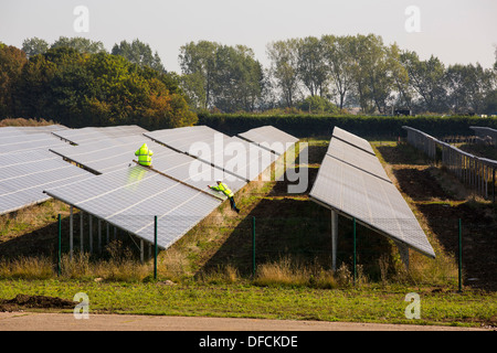 Wymeswold Solar Farm the largest solar farm in the UK at 34 MWp, on an old disused airfield, Leicestershire, UK. Stock Photo