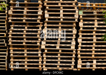 Stacked wooden pallets Stock Photo