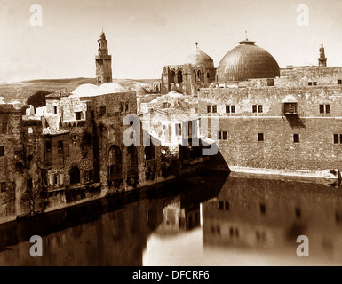 Jerusalem Pool of Hezekiah probably 1870s Stock Photo