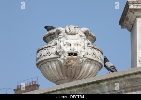 The fountain of Saint Sulpice on the background of the Saint Sulpice church, in a geometrical view (Paris, 2011) Stock Photo