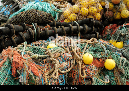 Fishing gear piled up. Port of Vigo, Galicia, Spain Stock Photo
