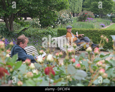 2 x frenchmen in park Stock Photo