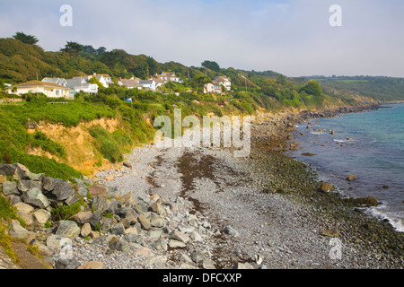 General view of bay and beach Coverack Cornwall England Stock Photo