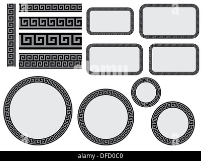 set of design elements with greek pattern Stock Photo