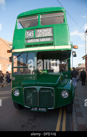 Routemaster vintage bus green at Sheringham 1940's festival weekend Stock Photo