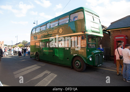 Routemaster vintage bus green Stock Photo