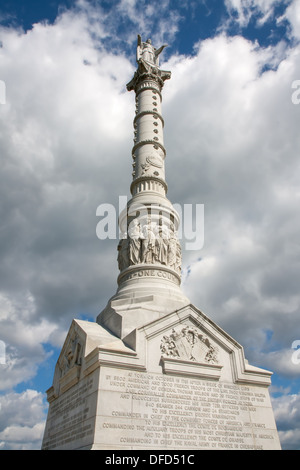 This monument commemorates the American and French victory at the battle of Yorktown. At the top is a statue of Lady Liberty. Stock Photo