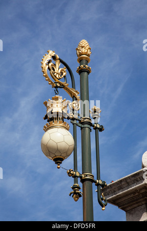 Ornate street light outside of the Royal Palace, Palacio Real de Madrid Stock Photo
