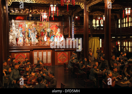 Miniature model of an old chinese restaurant in Shanghai Stock Photo