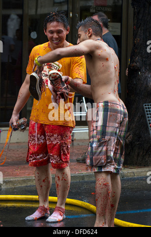 The people after Tomatina Stock Photo