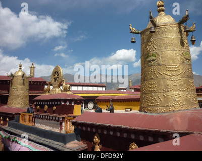 The rooftop of the Jokhang Temple, Lhasa, Tibet Stock Photo