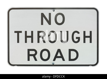 old no through road traffic sign isolated on a white background. Stock Photo