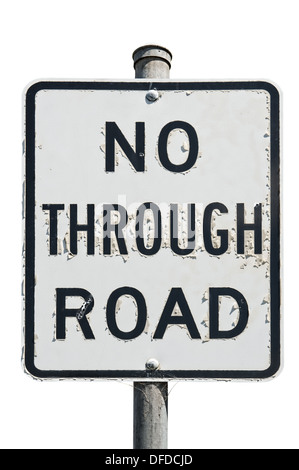 old no through road traffic sign isolated on a white background Stock Photo