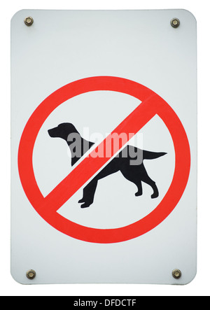 old forbidden dogs sign isolated on a white background. Stock Photo
