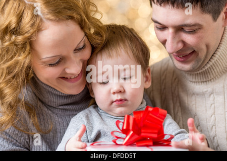 family celebrating christmas holiday Stock Photo