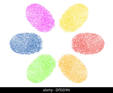 finger prints in various colors diversity concept Stock Photo