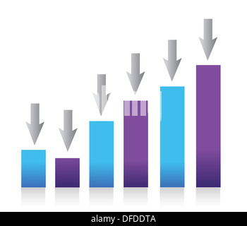 Growing bar chart from color blocks Stock Photo