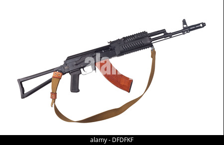 Kalashnikov gun isolated on white background. Clipping Path Stock Photo