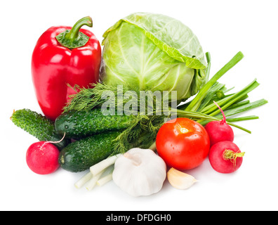 fresh vegetables on the board, on a white background Stock Photo