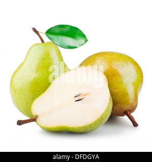 three ripe pears isolated on white background Stock Photo