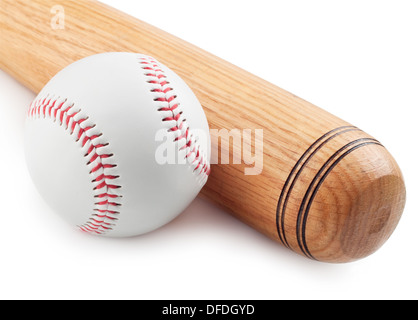 Baseball and baseball bat on white background Stock Photo - Alamy