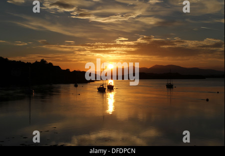 Sunset over Loch Etive Connel Scotland September 2013 Stock Photo