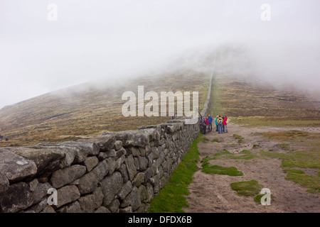 The Mourne Wall Between Slieve Commedagh Slieve Donard Mourne Mountains Stock Photo