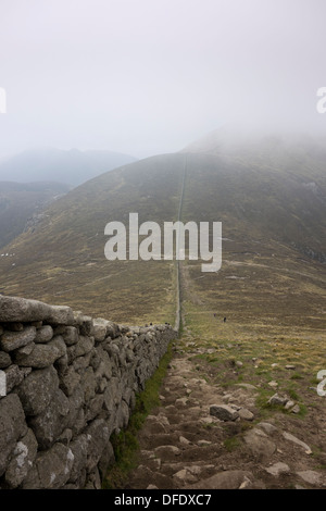 The Mourne Wall Between Slieve Commedagh Slieve Donard Mourne Mountains Stock Photo