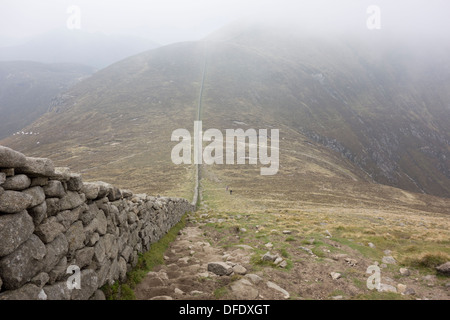 The Mourne Wall Between Slieve Commedagh Slieve Donard Mourne Mountains Stock Photo